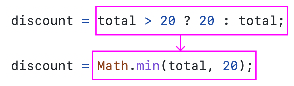 Тернарник иногда можно заменить на Math.min
